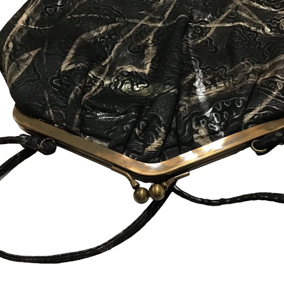 Fancy Nancy Handbag Patterned Fabric Scrolled Decorative Metal Purse - Picture 7 of 13